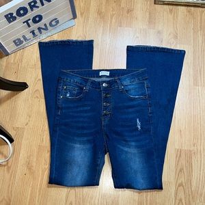 Super cute Jeans flare wide leg button fly CATCH STITCH COLLECTION 7/28